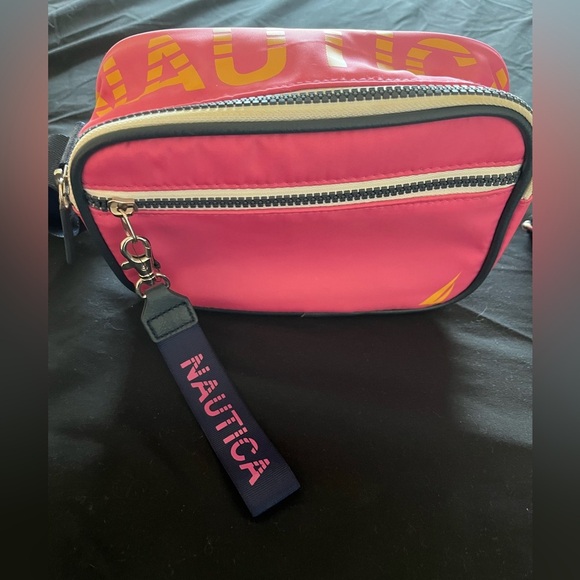 Nautica Vibrant Pink Crossbody with Navy Strap - Picture 2 of 5